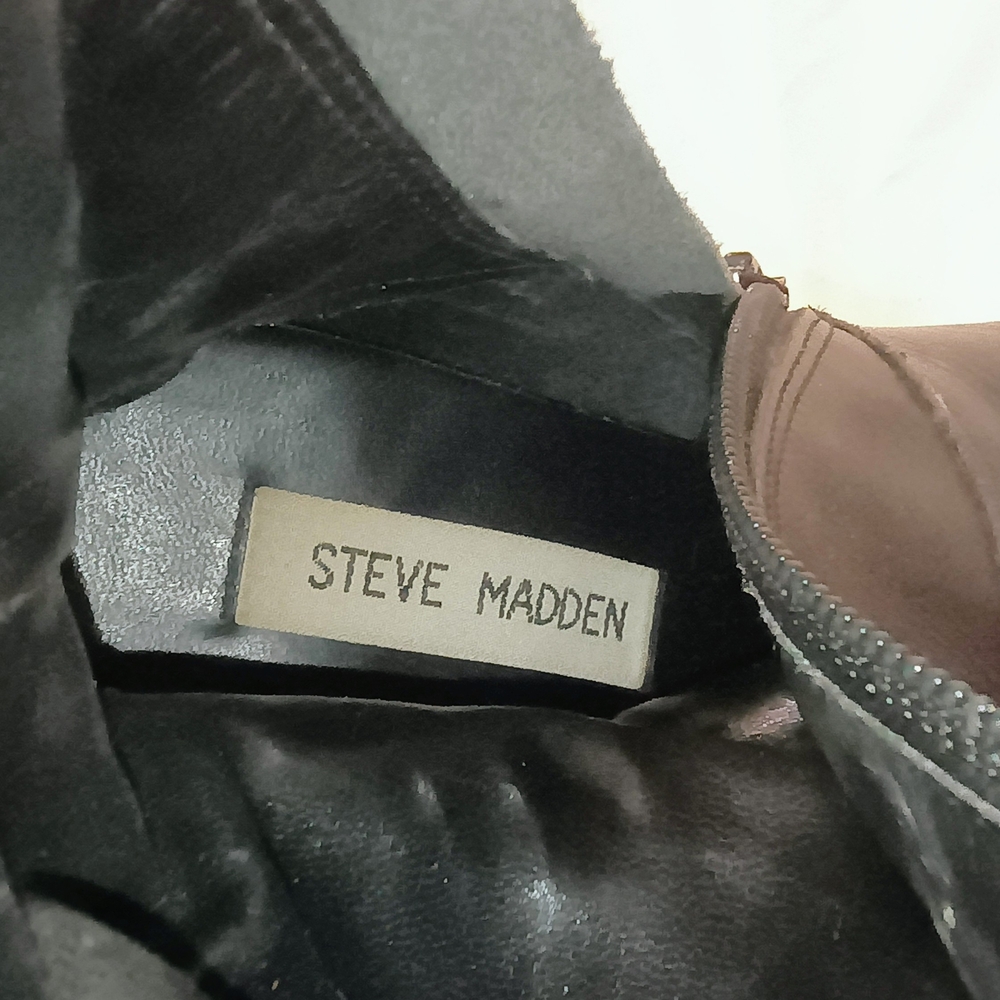 Steve Madden Chunky Platform Shush Black Heeled Boots Sz 10B - Picture 3 of 16